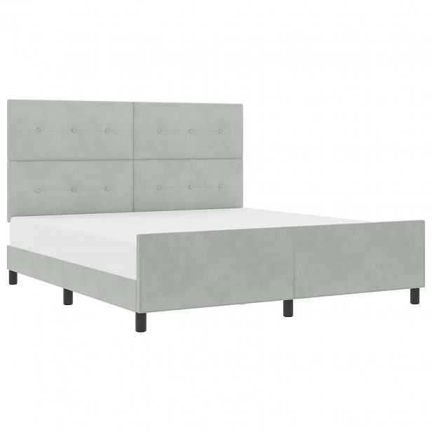 vidaXL Postel s boxspringem s čelo Světle šedá 180 x 200 cm samet