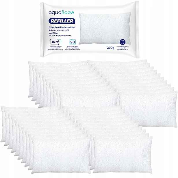 AquaFloow vyměnitelné náplně do pohlcovače vlhkosti bez zápachu 40 x 200 g