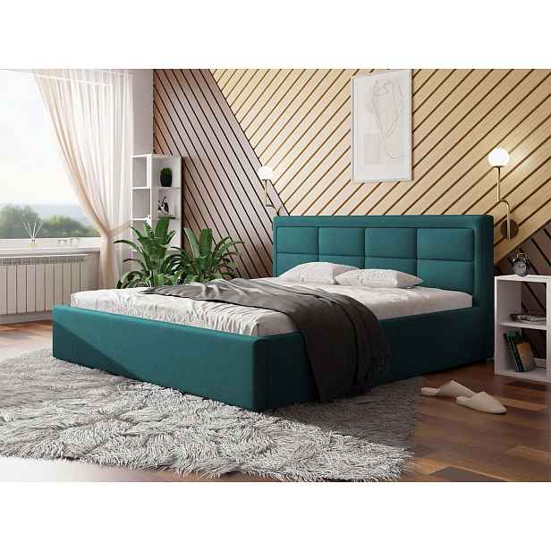 Manželská postel s roštem 200x200 PALIGEN 2 - modrá