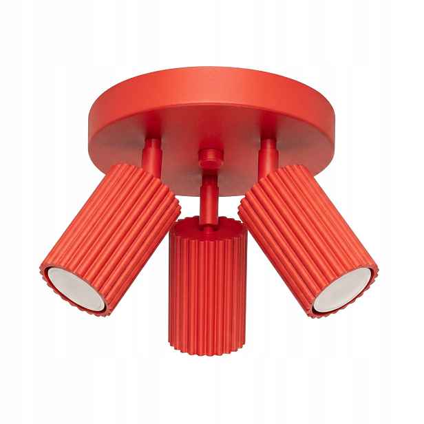 Sollux Lighting stropní svítidlo červená kulatá rýhovaná 3xgu10 10w karbon