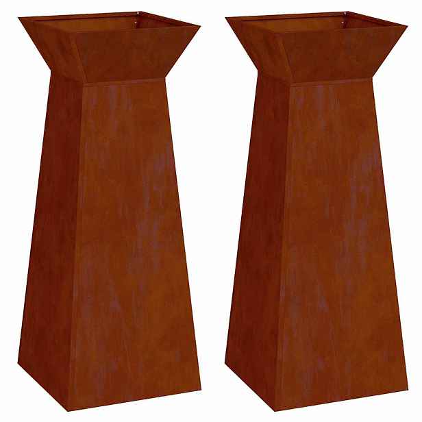 vidaXL Sloupový květináč 2 ks Rezavá 40 x 40 x 100 cm