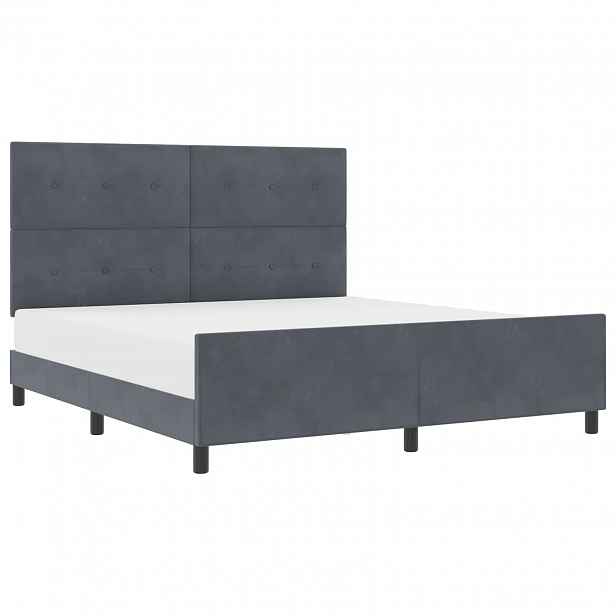 vidaXL Postel s boxspringem s čelo Tmavě šedá 180 x 200 cm samet