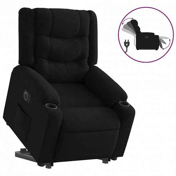 vidaXL Elektrické zvedací polohovací křeslo černé textil
