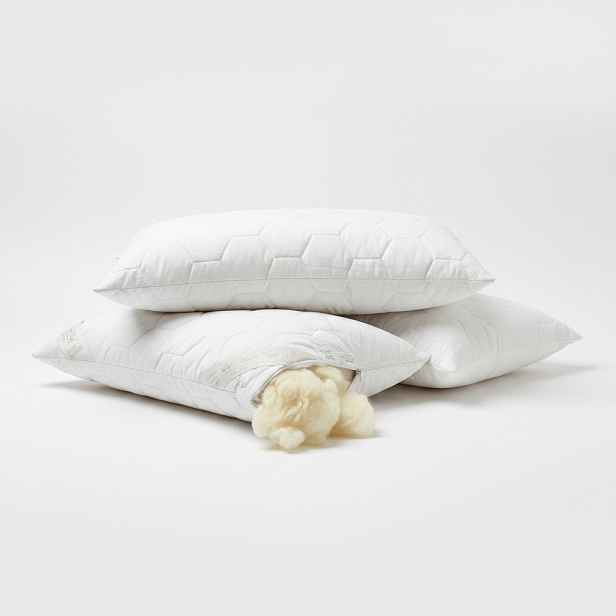 2 x Přírodní vlněné polštáře na spaní 50/60 cm 100% bavlna Merino Wool