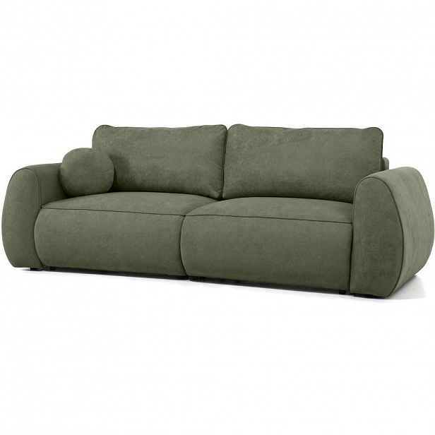 Beautysofa ROZKLÁDACÍ POHOVKA Bravo, 3místná s rohovou funkcí a 2 úložnými prostory, zelená