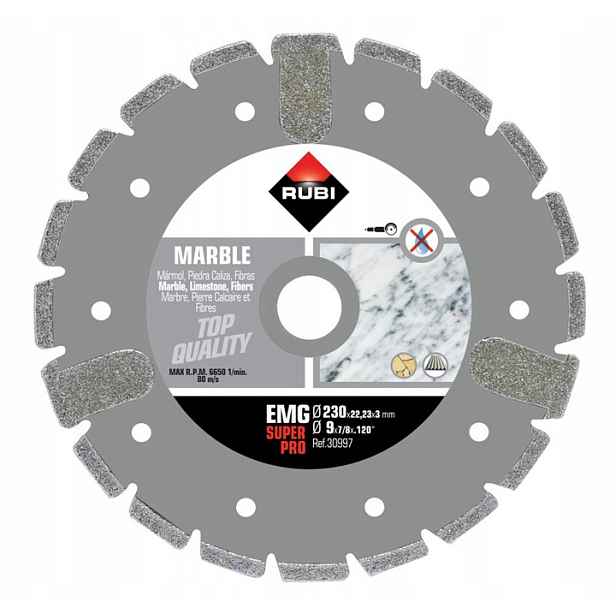 Diamantový kotouč na mramor Emg 230 mm/22,2 mm Superpro Rubi