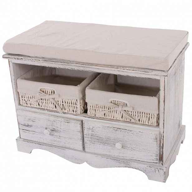 MCW LAVIČKA 2 KOŠE SHABBY-LOOK Krémově bílá