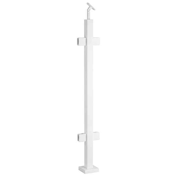 Průchozí sloupek pro skleněné zábradlí 110 cm Bílý 40x40 mm Loft