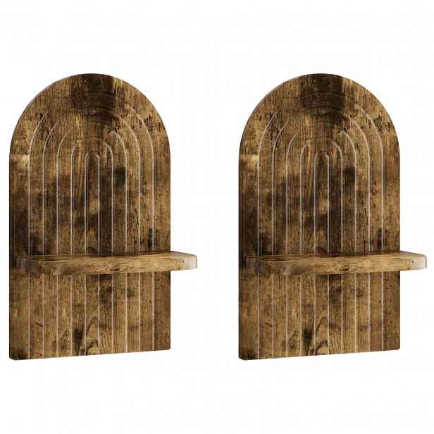 vidaXL Nástěnná polička 2 ks Kouřový dub 23 x 13,5 x 37,5 cm