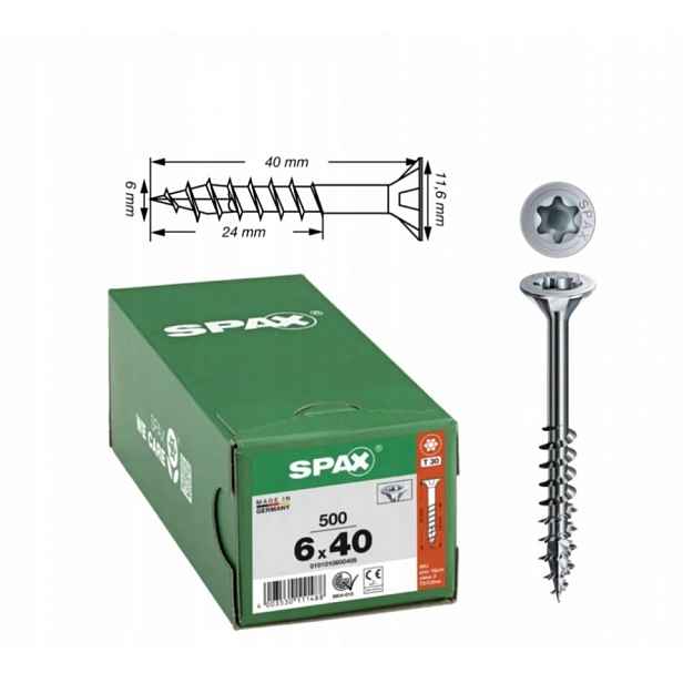 Univerzální vrut do dřeva spax 6 x 40 Wirox Txtg 500 ks