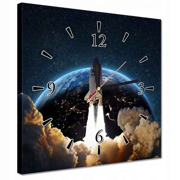 Hodiny 30x30 Start rakety do vesmíru