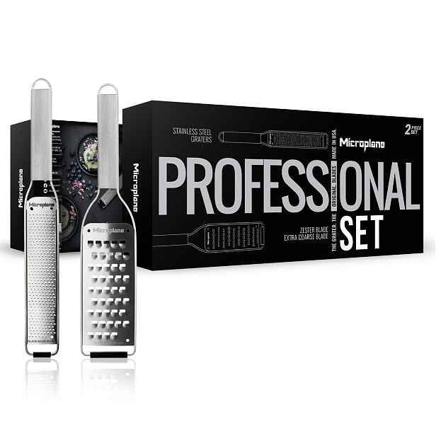Microplane Sada 2 struhadel Professional s nerezovou rukojetí (jemné a hrubé a struhadlo) 36181