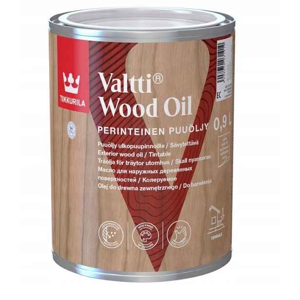 Olej na dřevo terasy fasády ploty Tikkurila Valtti Wood Oil 0,9L Barvy