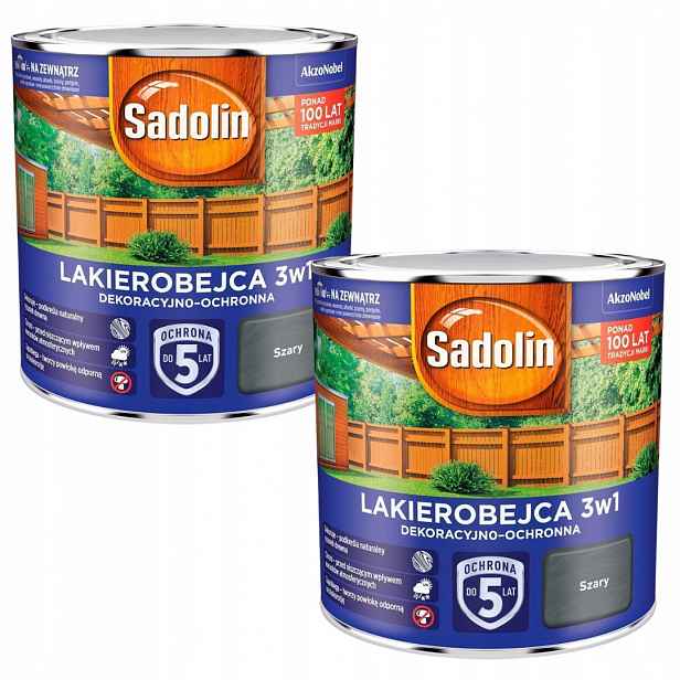 Set Sadolin Lakobejca 3v1 2x2,5L Dekoračně-ochranná Šedá 5L