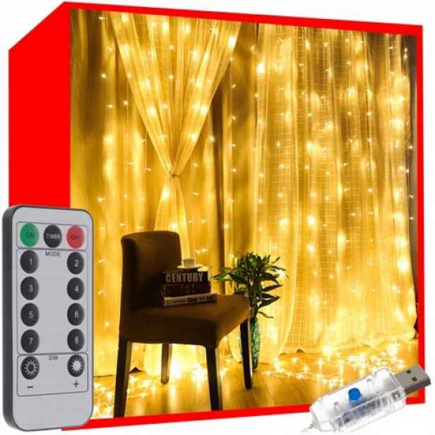 Světelný Závěs Do Okna 300 Led 3D Na Dálkové Ovládání