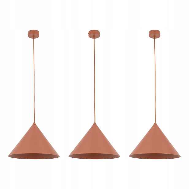 Tk Lighting Sada 3x Závěsná stropní lampa červená 1xE27 15W Regulace