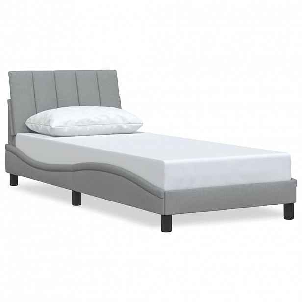 vidaXL Rám postele bez matrace Hanko světle šedá 90 x 190 cm textil