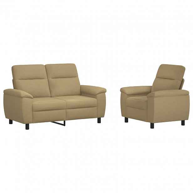 vidaXL Set pohovek 2 pcs Světle hnědá Textil