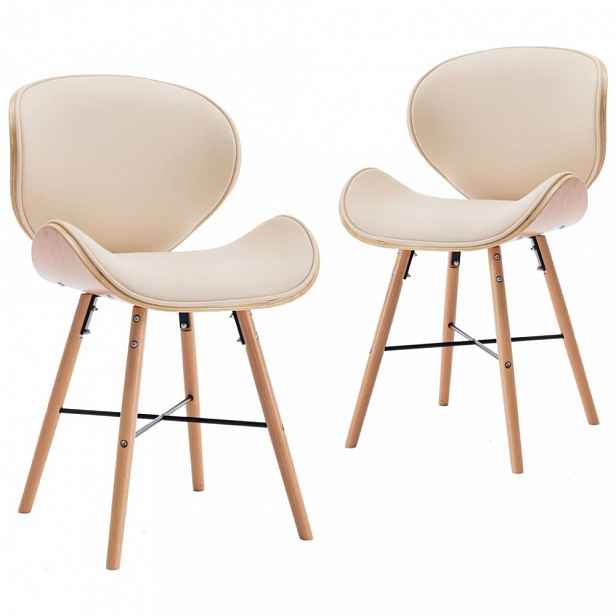 Jídelní židle 2 ks ohýbané dřevo Krémová