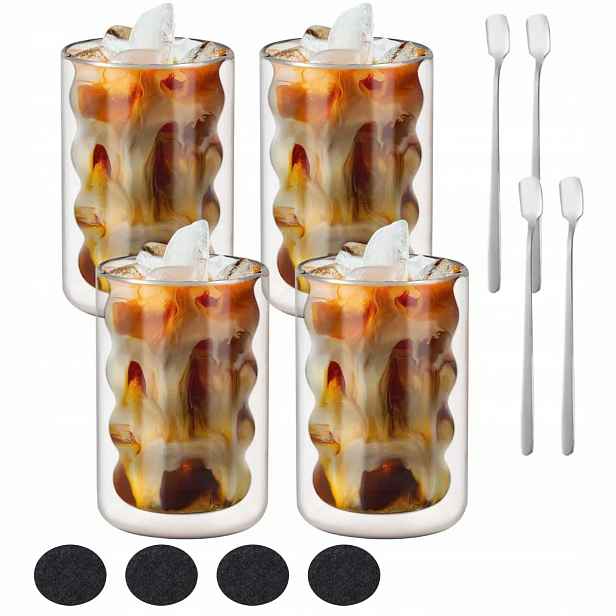 4 x Termosklenice Lžičky Set na kávu Espresso, Latte a čaj