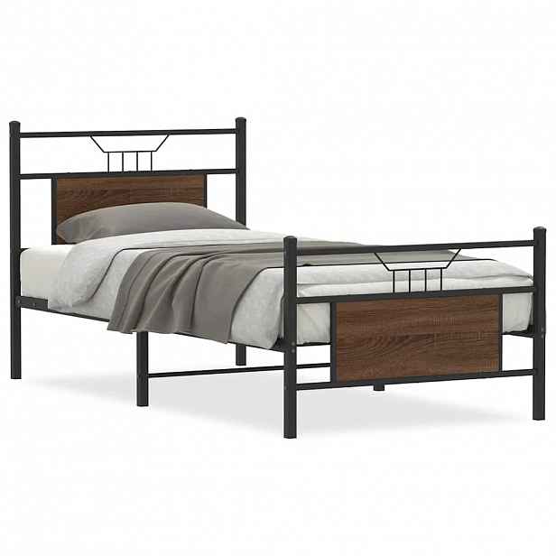 vidaXL Rám postele bez matrace hnědý dub 90 x 190 cm kompozitní dřevo