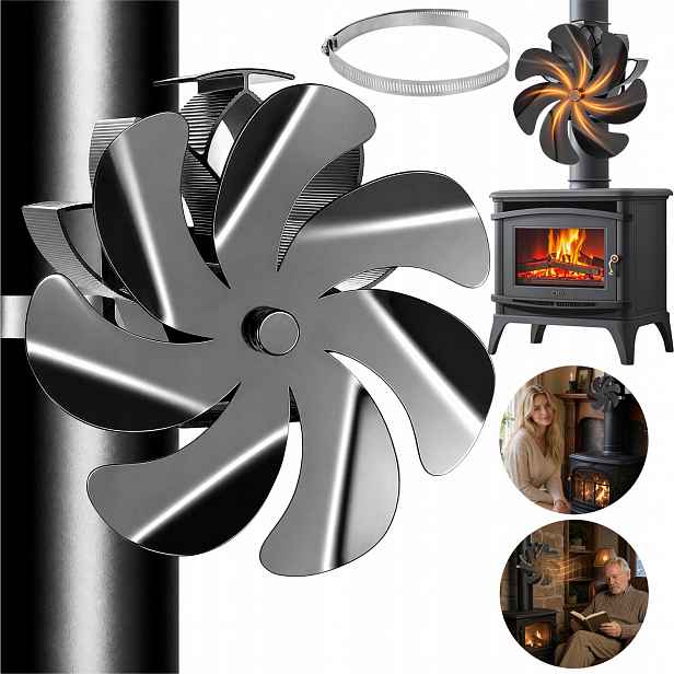 Krbový Ventilátor Na Trubku Napájený Teplem Bez Elektřiny, Krb Se 7 Čepelemi