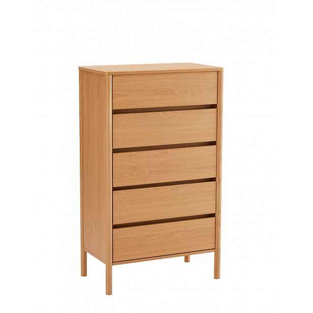 Vysoká komoda Blair s 5 zásuvkami (CD02) přírodní dub 70x118 cm