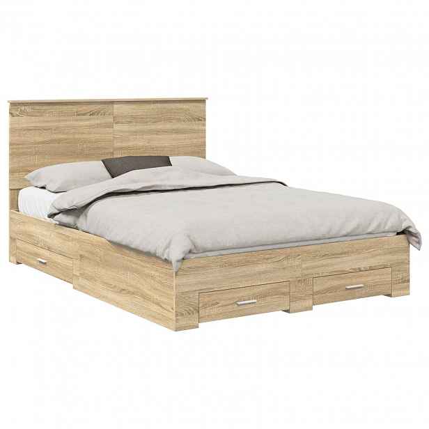vidaXL Rám postele s čelo Sonoma dub 140 x 190 cm Kompozitní dřevo