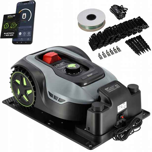 Robotická sekačka Stalco Perfect RMP950 Automatická sekačka 900 m2 Příslušenství