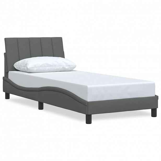 vidaXL Rám postele bez matrace Hanko tmavě šedá 90 x 190 cm textil