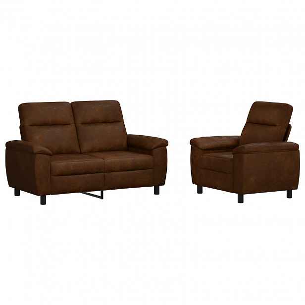 vidaXL Set pohovek 2 pcs Hnědá Umělá semišová kůže