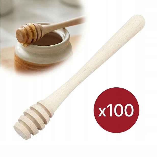 Dřevěná lžíce na med medník naběračka 18 cm 100 kusů