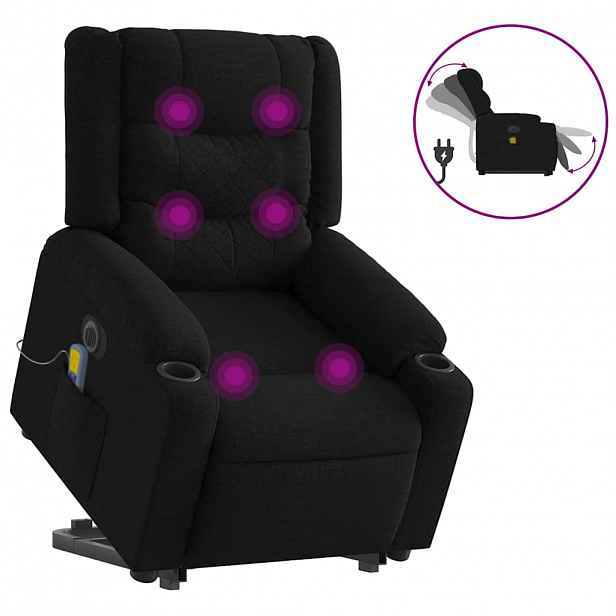 vidaXL Elektrické zvedací masážní polohovací křeslo černé textil