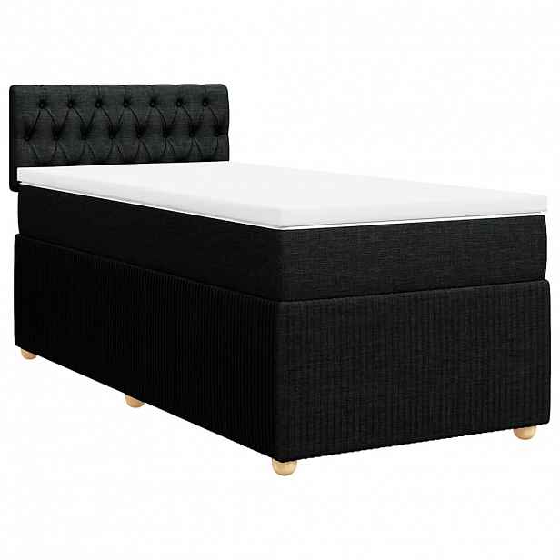 vidaXL Box spring postel s matrací černá 100 x 200 cm textil