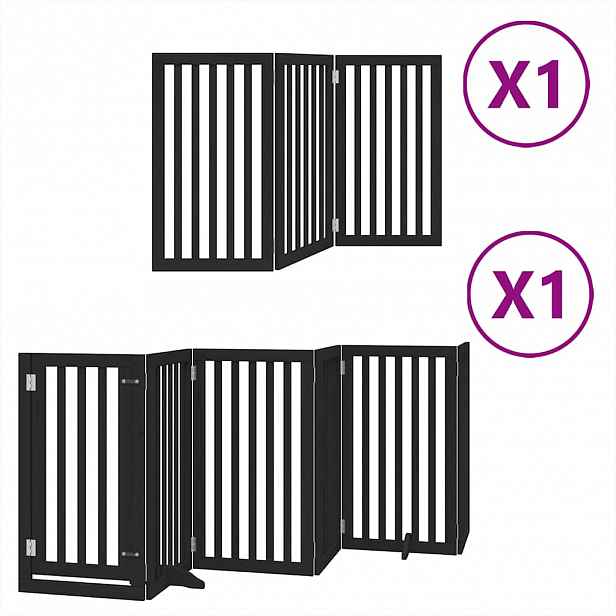 vidaXL Zábrana pro psy s dvířky skládací 9 panelů černá 450 cm topol