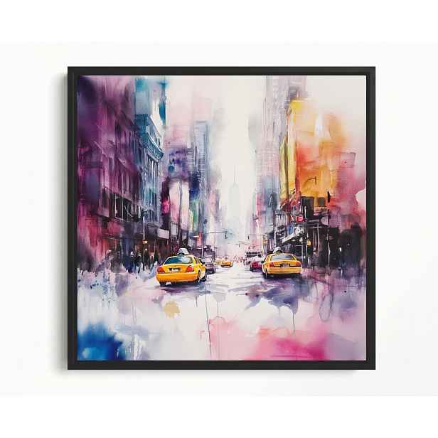 Obraz Rama American Box Město New York Ulice Auta Žluté Taxi 50x50
