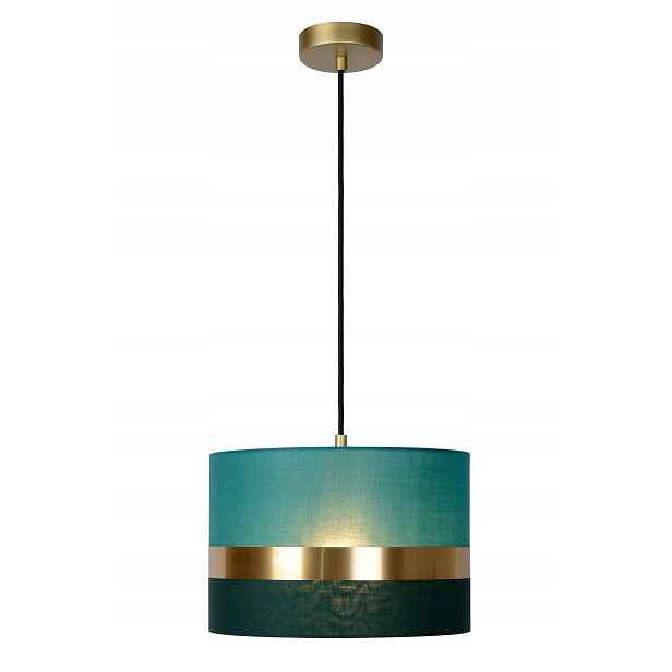 Závěsná lampa zelená tyrkysová zlatá kulatá 30 cm do obývacího pokoje jídelny Lucide