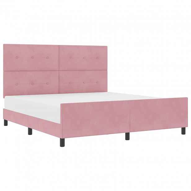 vidaXL Postel s boxspringem s čelo Růžová 180 x 200 cm samet
