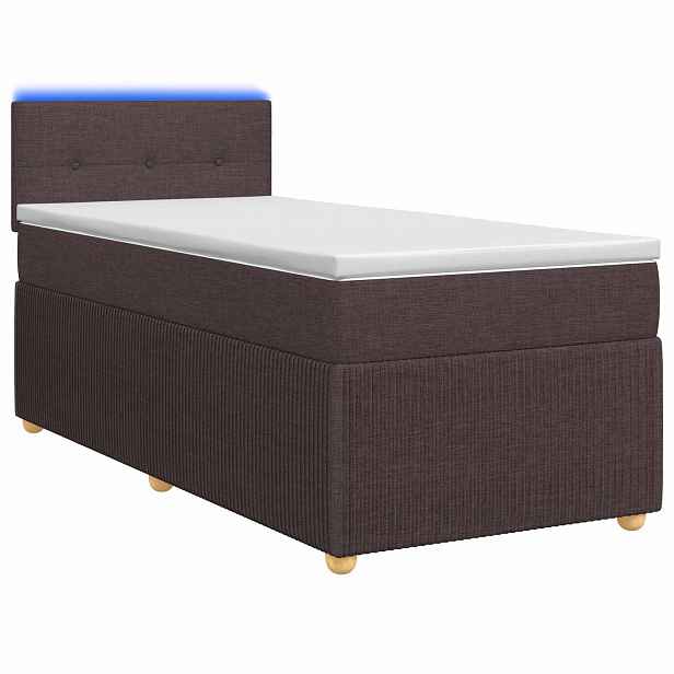 vidaXL Postel boxspring s matrací Tmavě hnědá 90 x 190 cm Textil