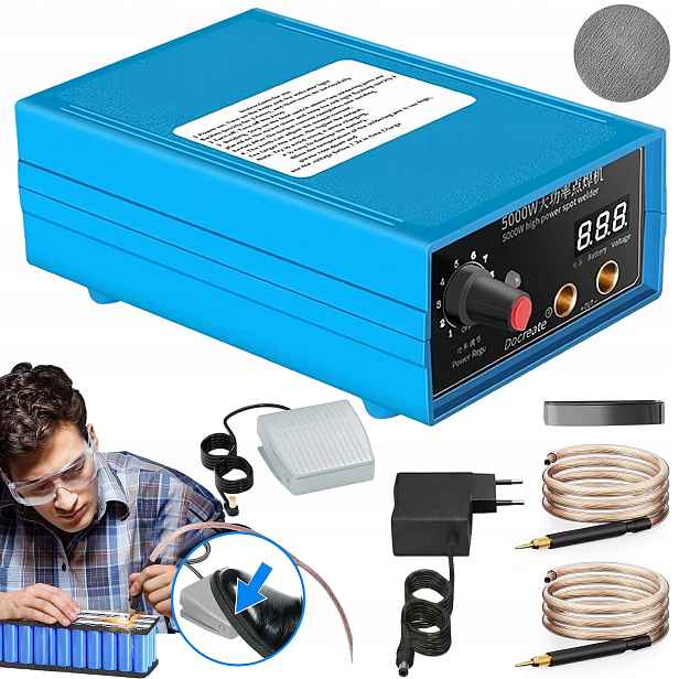 Bodová Svářečka Akumulátorových Článků, Výkonná, 5000 W, S Nožním Spínačem