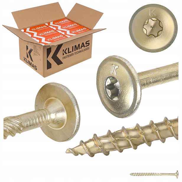 Tesařské vruty Torx 5x70 mm 1800 ks talířové na dřevo Klimas Wkcp