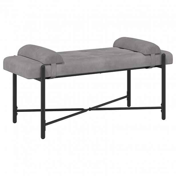 vidaXL Lavice s knoflíky a polštáři Světle šedá 110 x 40 x 46 cm Samet