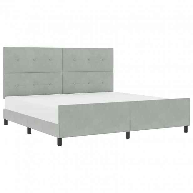 vidaXL Postel s boxspringem s čelo Světle šedá 200 x 200 cm samet