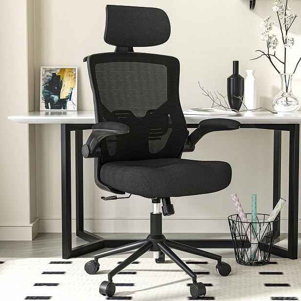 Ergonomické kancelářské křeslo s opěrkou hlavy a bederní opěrkou
