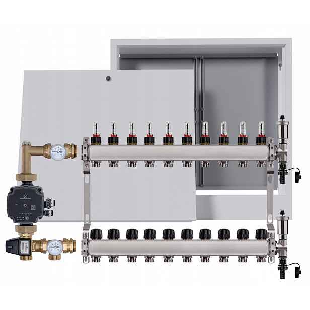 Nerezový rozdělovač pro podlahu 10, nástěnný box Pumpa Grundfos