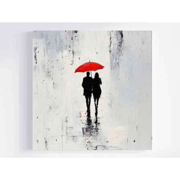 Obraz Na Plátně Obraz Na Plátně Městský Pár Deštník Procházka 50x50