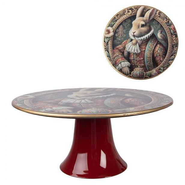 Podnos na dort Victorian Gentleman Rabbit - Ø 22*10 cm Clayre & Eef