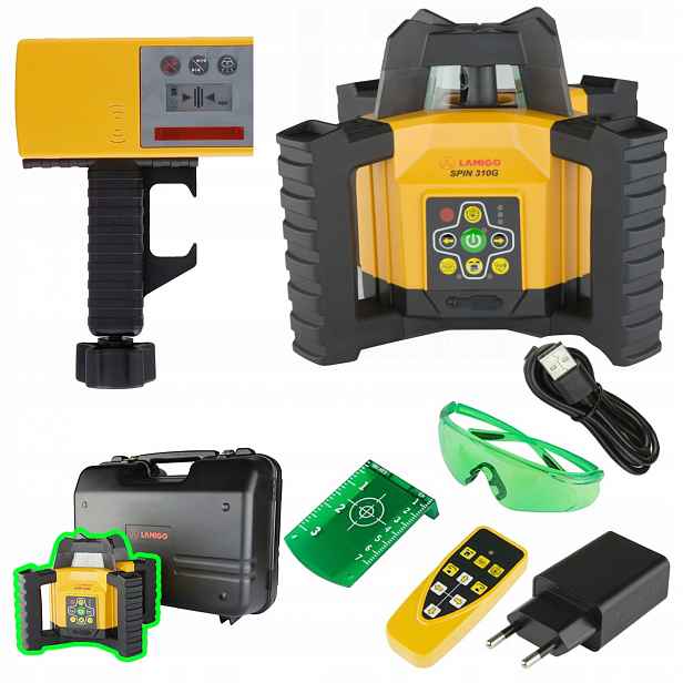 Rotační laser Spin 310G IP54 Auto vyrovnání Poklesy 500 m Laser Zelený