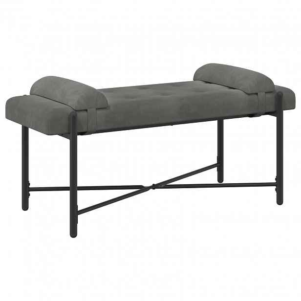vidaXL Lavice s knoflíky a polštáři Tmavě šedá 110 x 40 x 46 cm Samet