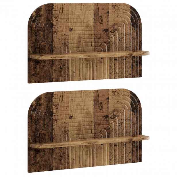 vidaXL Nástěnná polička 2 ks Staré dřevo 60 x 13,5 x 37,5 cm